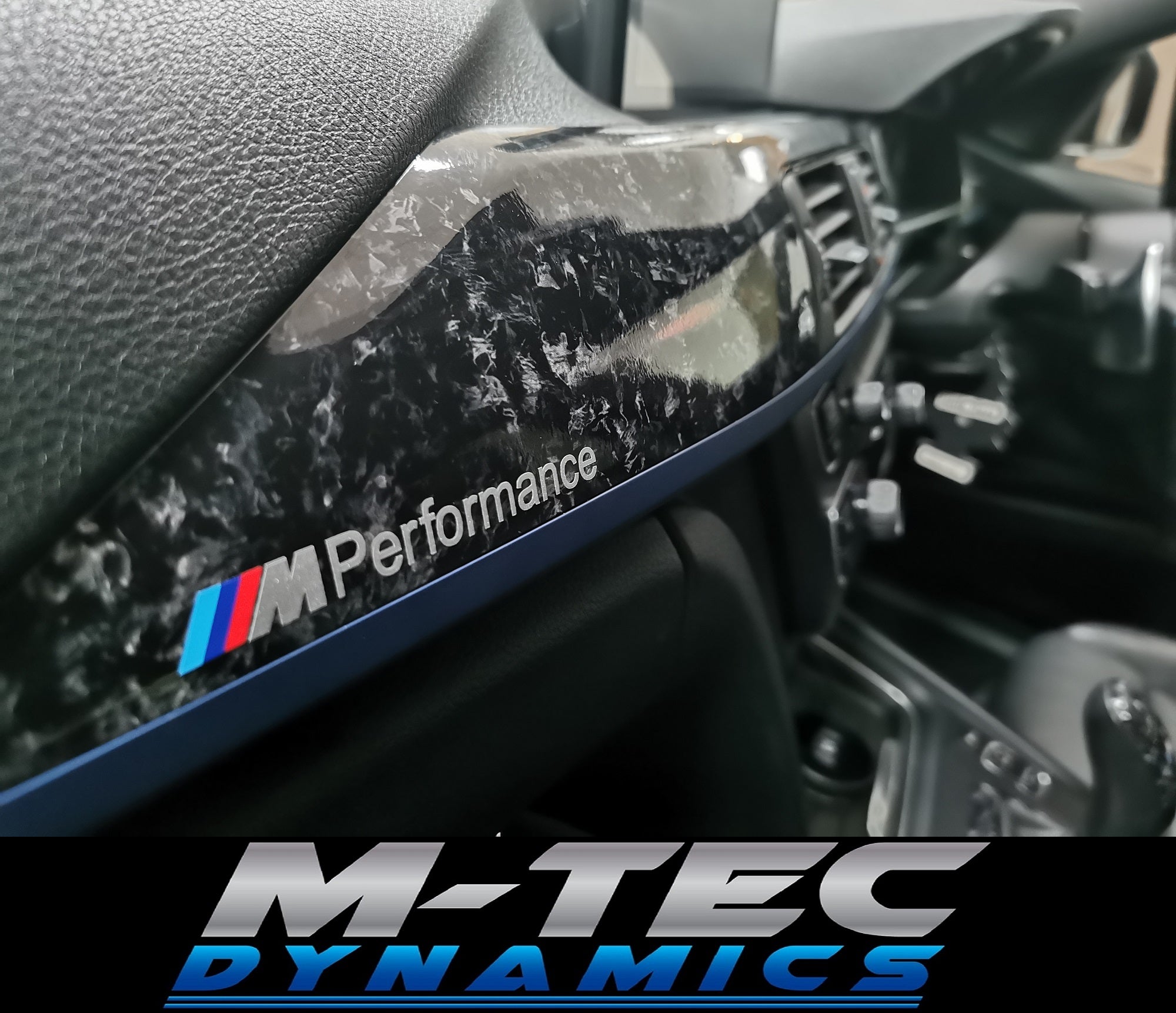 WRAPPING SERVICE - BMW F3X INTERIOR TRIM SET 3M FORGED CARBON / BLUE ACCENT (CUSTOM) F30 F31 F32 F33 F36